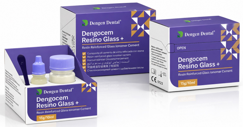 Dengocem Resino Glass+ (Dengen) Стеклоиономерный цемент для фиксации, 15 г + 10 мл
