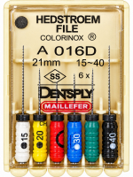 Hedstroem File (H-File) Colorinox, 21 мм (Dentsply) Хедстрем файли, 6 шт (копія)
