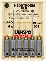 Hedstroem File (H-File) Colorinox, 25 мм (Dentsply) Ручні дрильбори, 6 шт (копія)