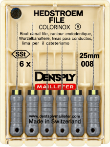 Hedstroem File (H-File) Colorinox, 25 мм (Dentsply) Ручні дрильбори, 6 шт (копія)