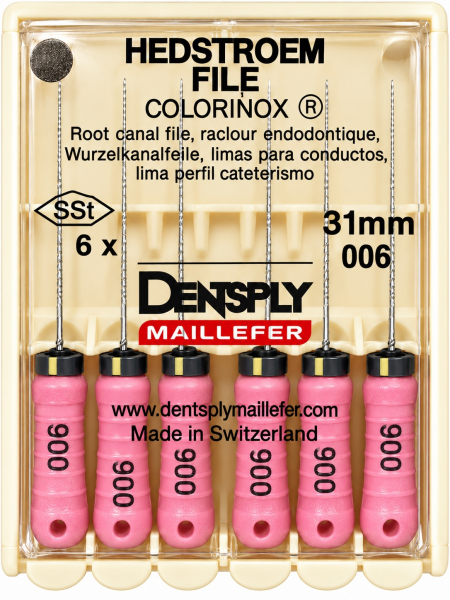 Hedstroem File (H-File) Colorinox, 31 мм (Dentsply) Хедстрем файли, 6 шт (копія)