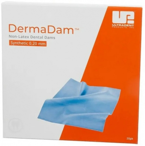 DermaDam Synthetic, блакитні, №299 (Ultradent) Хустки коффердам, середньої товщини, 6х6 (15х15 см) 20 шт