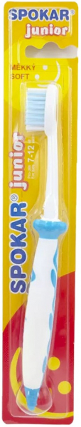 Дитяча зубна щітка Spokar 3433 Junior, Soft, ручка – біло-блакитна, щетина – біло-блакитна (від 7 до 12 років)