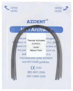 Дуги Azdent Niti thermal activated, 0.16x0.16 (10 шт) Natural Form