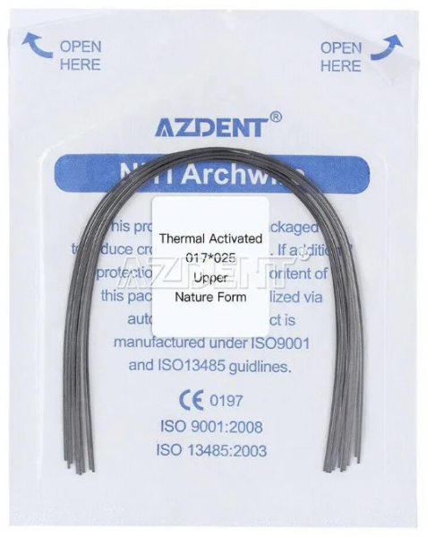 Дуги Azdent Niti thermal activated, 0.17x0.25 (10 шт) Natural Form