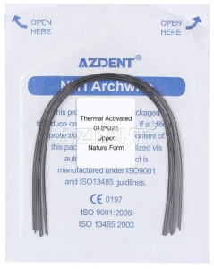 Дуги Azdent Niti thermal activated, 0.18x0.25 (10 шт) Natural Form