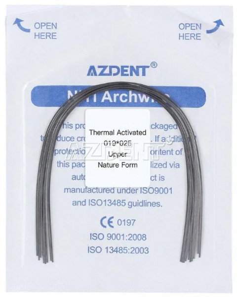Дуги Azdent Niti thermal activated, 0.19x0.25 (10 шт) Natural Form
