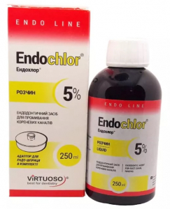 Ендохлор (EndoChlor, VIRTUOSO) Рідина для промивання кореневих каналів, 250 мл + шприц