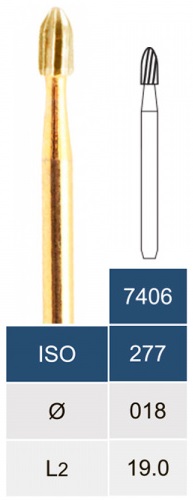 Бор карбидный Microdont 7406 (яйцевидный, 1.8 мм, 12 граней)