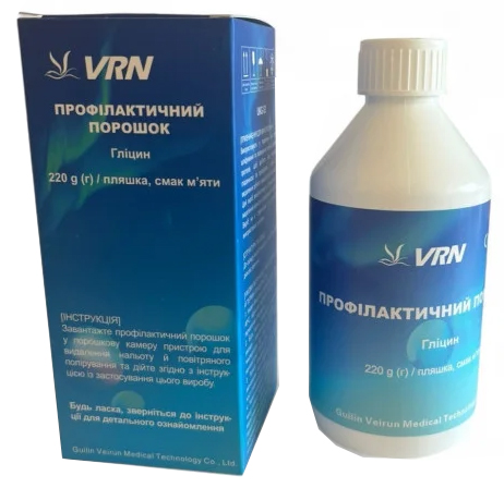 Гліцин, 55 мкм (VRN) Профілактичний порошок для стоматологічного полірування, 220 г, надясновий, смак м'яти
