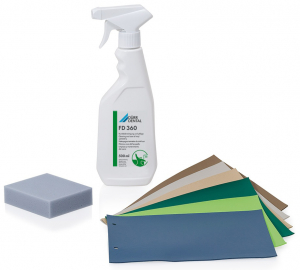 FD 360 (Durr) Рідина для очищення поверхонь зі шкіри, 0,5 л + 10 губок