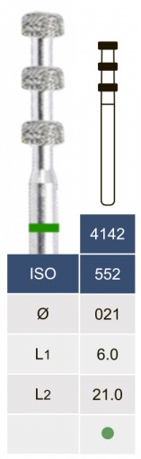 Бор алмазний Microdont 4142C (2.1 мм, колесо, зелений)