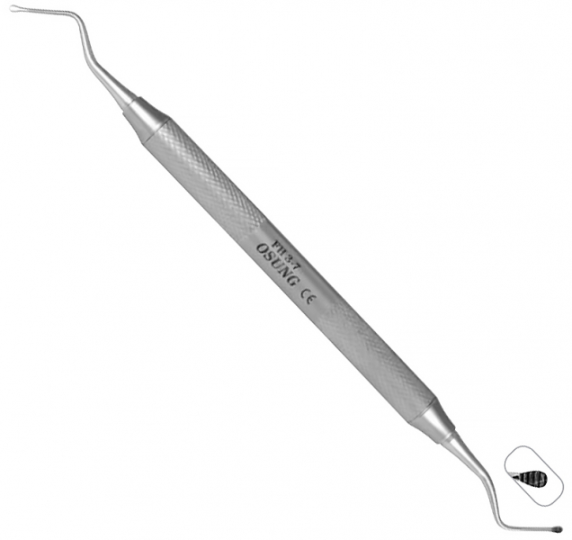 Напильник періодонтичний Osung FH3-7 (для зняття великих відкладень, двосторонній, металева ручка)