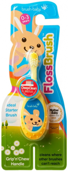 Дитяча зубна щітка Brush-baby FlossBrush, Yellow