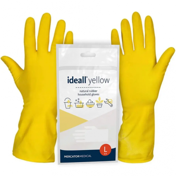 Хозяйственные перчатки Mercator Medical Ideall Cotton Yellow, 12 пар