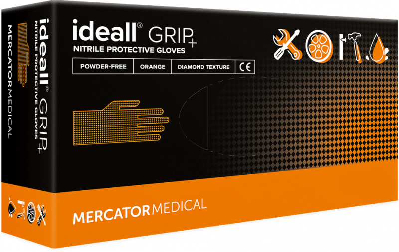 Хозяйственные перчатки Mercator Medical Ideall Orange, размер - S (оранжевые, 56,5 г, 12 пар)