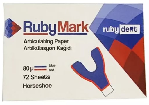 Папір артикуляційний Incidental RubyMark, 80 мкм, підкова, червоно-синя, 72 шт