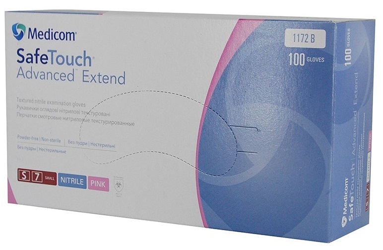 SafeTouch Advanced Extend 1172TG, рожеві, 3.6 г (Medicom) Рукавички нітрилові текстуровані, без пудри, нестерильні, 50 пар