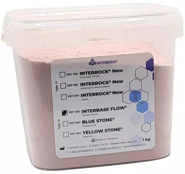 INTERBASE FLOW, тип 3, терракотовый (Interdent) Гипс цокольный, 1 кг, ref.880