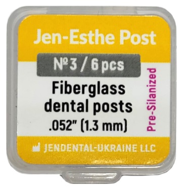 Jen-Esthe Post Pre-Silanized, №3, желтый (Jendental) Штифты стекловолоконные, d - 1,3 мм