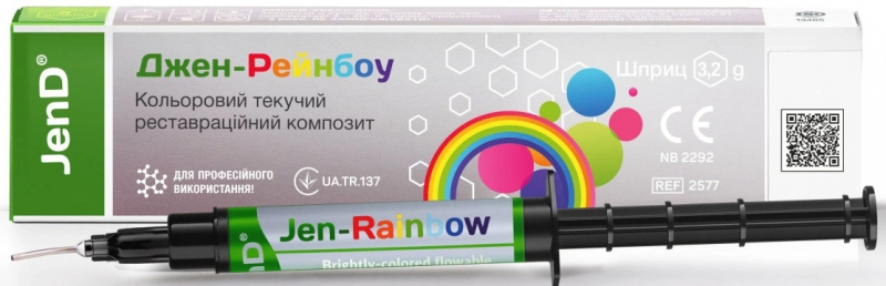 Jen-Rainbow Clear-Red (Jendental) Текущий реставрационный композит, шприц, 3,2 г