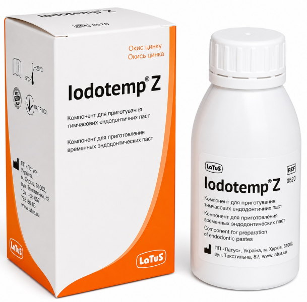 Йодотемп Зет (Iodotemp Z, Latus) Порошок для изготовления временных паст и цементов, 80 г (REF 3334)