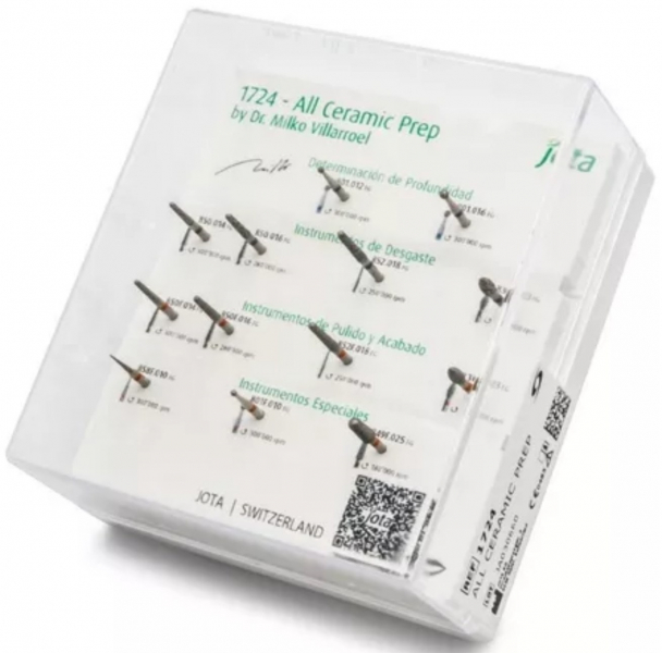 Набір борів Jota 1724, Dr. Milko Villarroel (для препаровки під кераміку, FG, 12 інструментів)