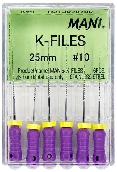 K-File, 25 мм (Mani) Файлы ручные, 6 шт (копия)