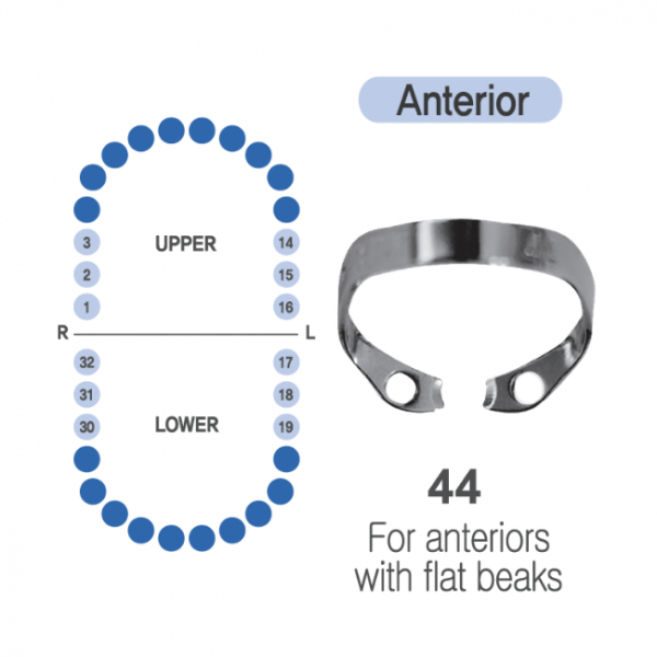 Клампы для кофердама, универсальный (Бринкер) для передних зубов, №44, 1 шт