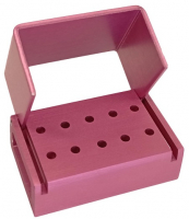 Контейнер для стерилизации Microdont, для 10 угловых боров, розовый (алюминиевый с крышкой)