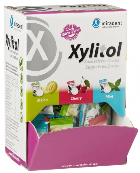 Леденцы с ксилитолом Miradent Xylitol Drops, в картонном боксе (100 шт)