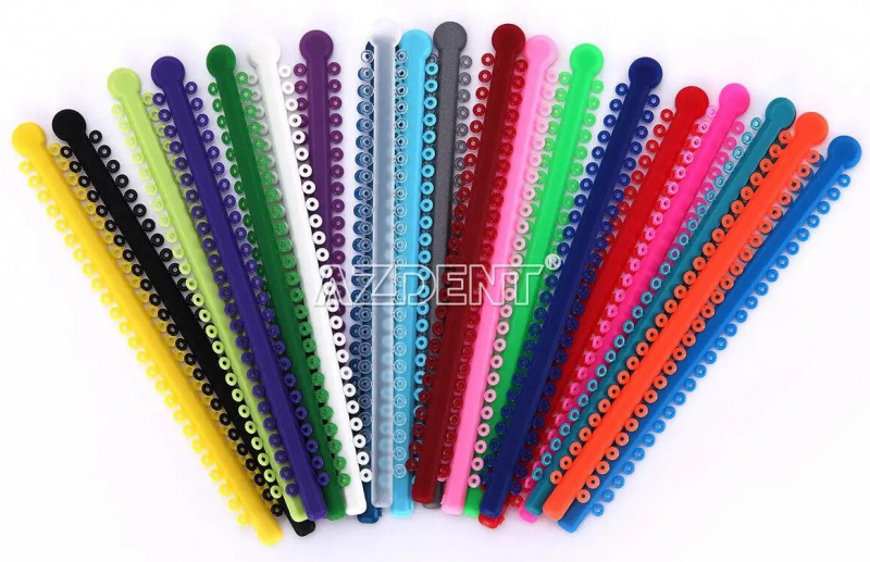 Лигатура эластичная Azdent цветная (24 кольца на модуле, 1000 шт)