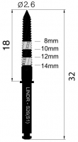 Фреза хирургическая Osung Lindeman, LINDR-S26, d - 2,6 мм, L - 18 мм