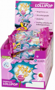 Леденец с ксилитолом на палочке Miradent Xylipop, со вкусом клубники, 50 шт