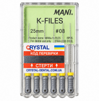 K-File, 25 мм (Mani) Файлы ручные, 6 шт (оригинал)
