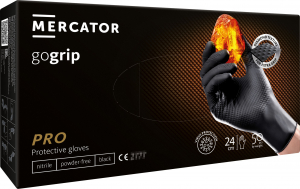 Перчатки нитриловые Mercator Medical Ideall Nitrile Grip + Black Gogrip, 25 пар (без пудры)