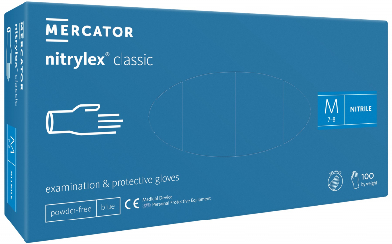 Рукавички нітрилові Mercator Medical Nitrylex Classic Blue, 50 пар