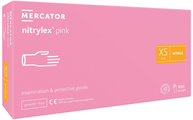 Рукавички нітрилові Mercator Medical Nitrylex Pink, 50 пар