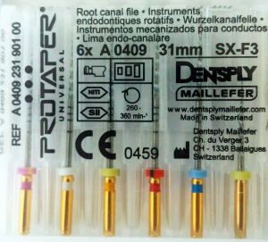 ProTaper Universal F, 31 мм (Dentsply) Машинні нікель-титанові файли, 6 шт (копія)