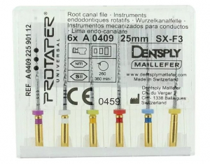 ProTaper Universal S, 25 мм (Dentsply) Машинні нікель-титанові файли, 6 шт (копія)