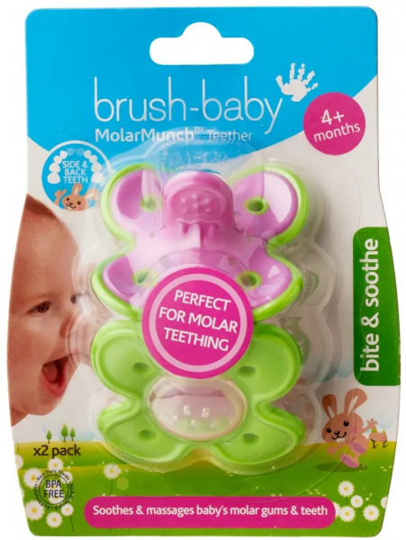 Прорізувач зубів Brush-baby MolarMunch Teether, Pink-Green, 2 шт