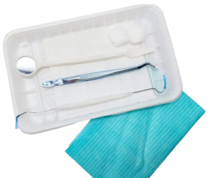 Набор одноразовых инструментов Luxor, 7 шт (зеркало, зонд, пинцет, салфетка, ватный ролл, лоток)