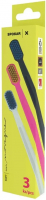 Набір зубних щіток Spokar 3429 X Soft, ручка - чорна, рожева, біла, щетина - блакитна, жовта (3 шт)