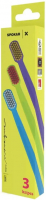 Набор зубных щеток Spokar 3429 X Soft, ручка - фиолетовая,салатовая,голубая, щетина - желтая,розовая,голубая (3 шт)