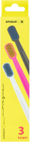 Набор зубных щеток Spokar 3429 X Super Soft, ручка - черная,розовая,белая, щетина - голубая,желтая (3 шт)