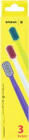 Набір зубних щіток Spokar 3429 X Ultra Soft, ручка - зелена, біла, фіолетова, щетина - блакитна, рожева, біла (3 шт)