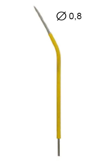 Насадка электрод Мединтех, игла угловая d – 0,8 мм (посадочный разъем – 0,8 мм, для диатермокоагулятора ДТС 03С, ДТС 03Х, 1 шт)