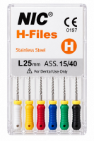 H file 15-40, ассорти, 25 мм (NIC) Ручные файлы, 6 шт