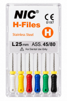 H file 45-80, ассорти, 25 мм (NIC) Ручные файлы, 6 шт