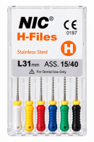 H file 15-40, ассорти, 31 мм (NIC) Ручные файлы, 6 шт